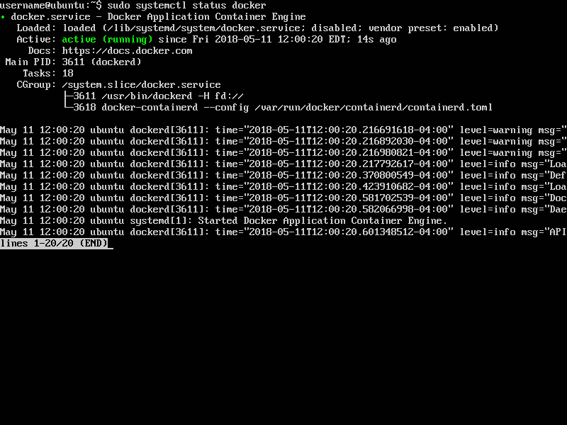 sudo systemctl start docker